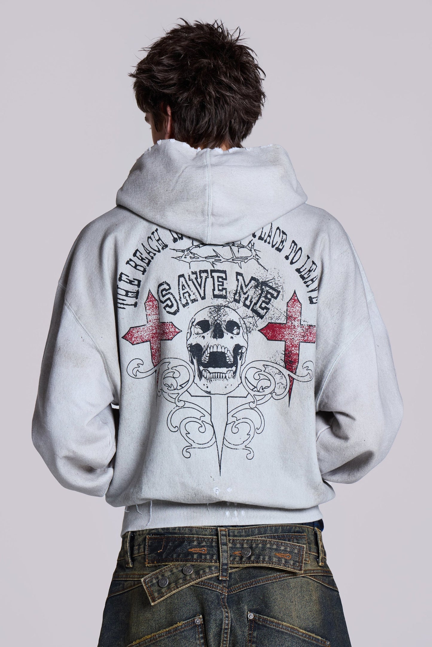 Off White Save Me Oversized Hoodie – Zip Front