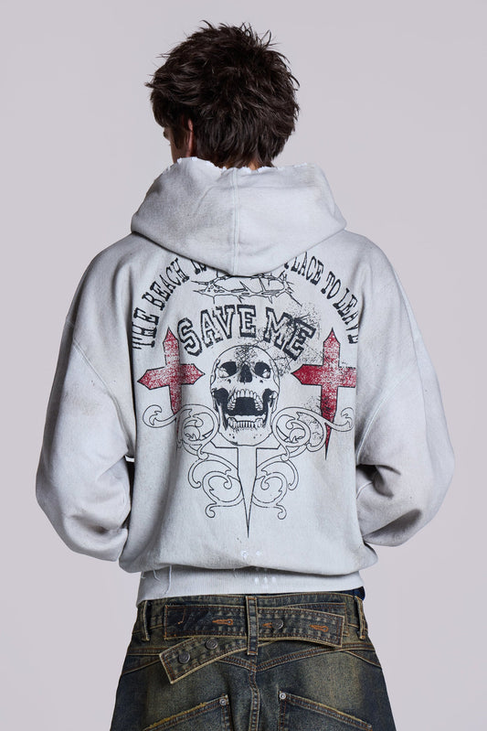 Off White Save Me Oversized Hoodie – Zip Front