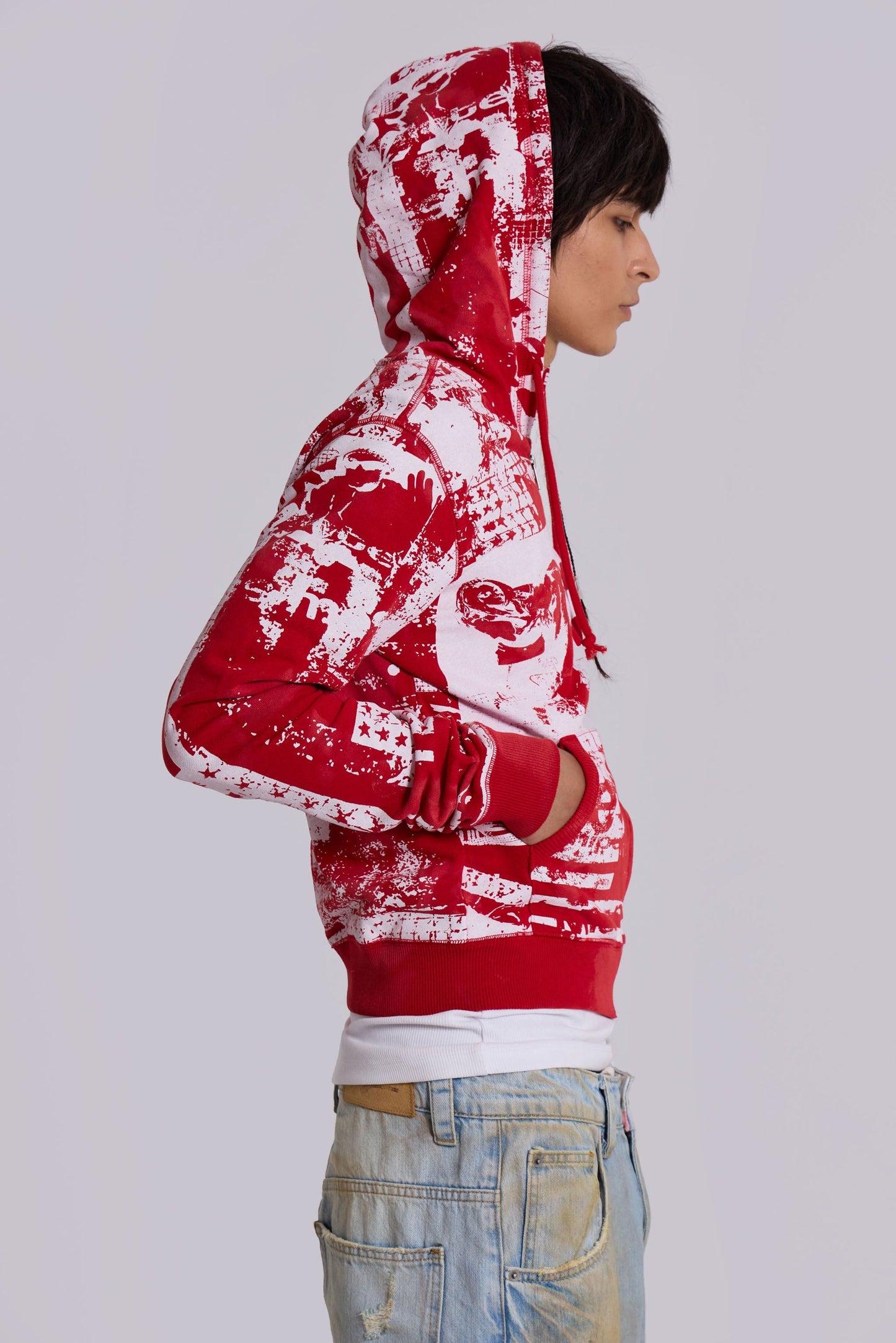 Red Americana Mini Monster Hoodie – Shrunken Fit