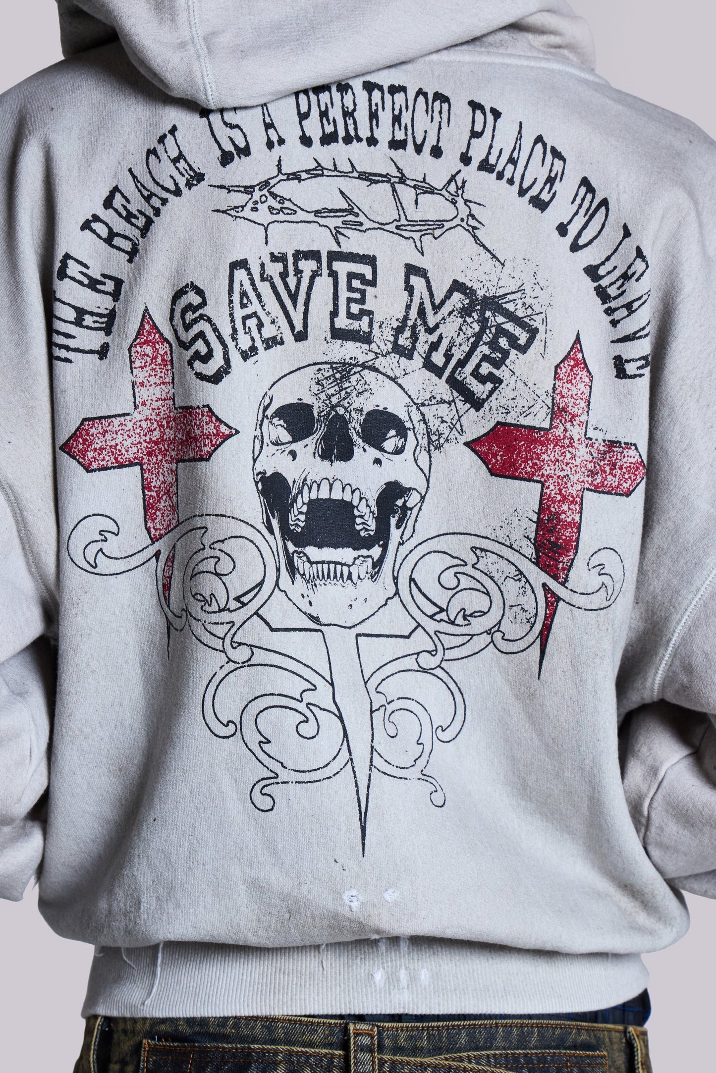 Off White Save Me Oversized Hoodie – Zip Front