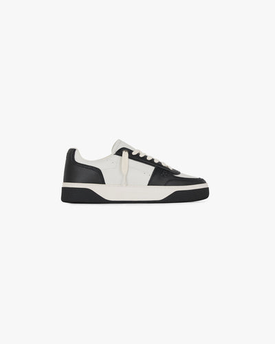 Black & Vintage White Leather Sneakers