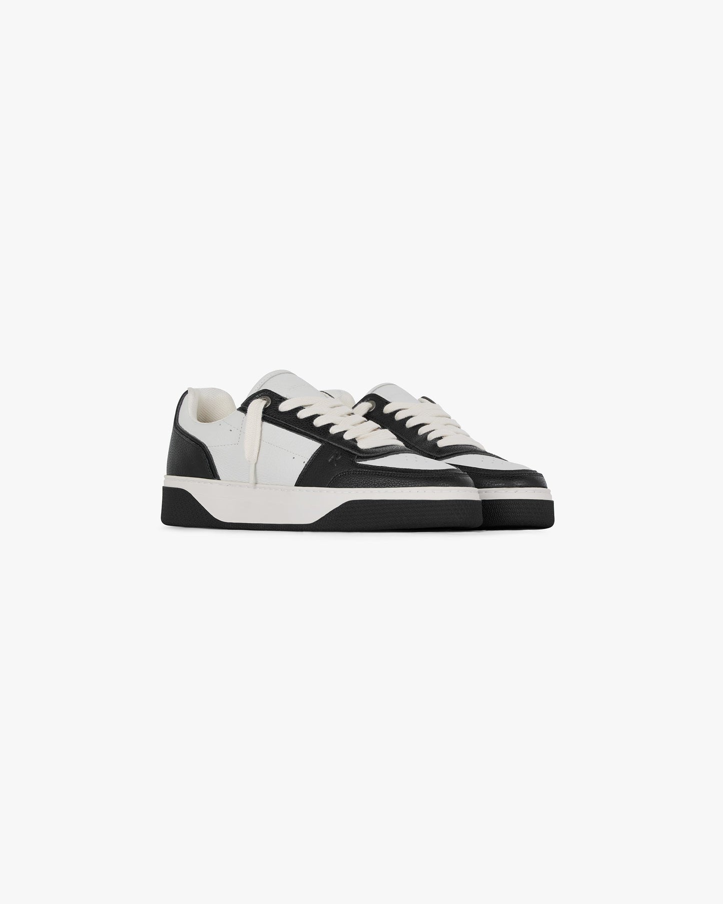 Black & Vintage White Leather Sneakers