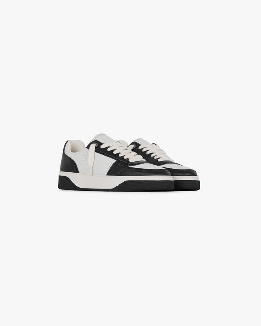 Black & Vintage White Leather Sneakers