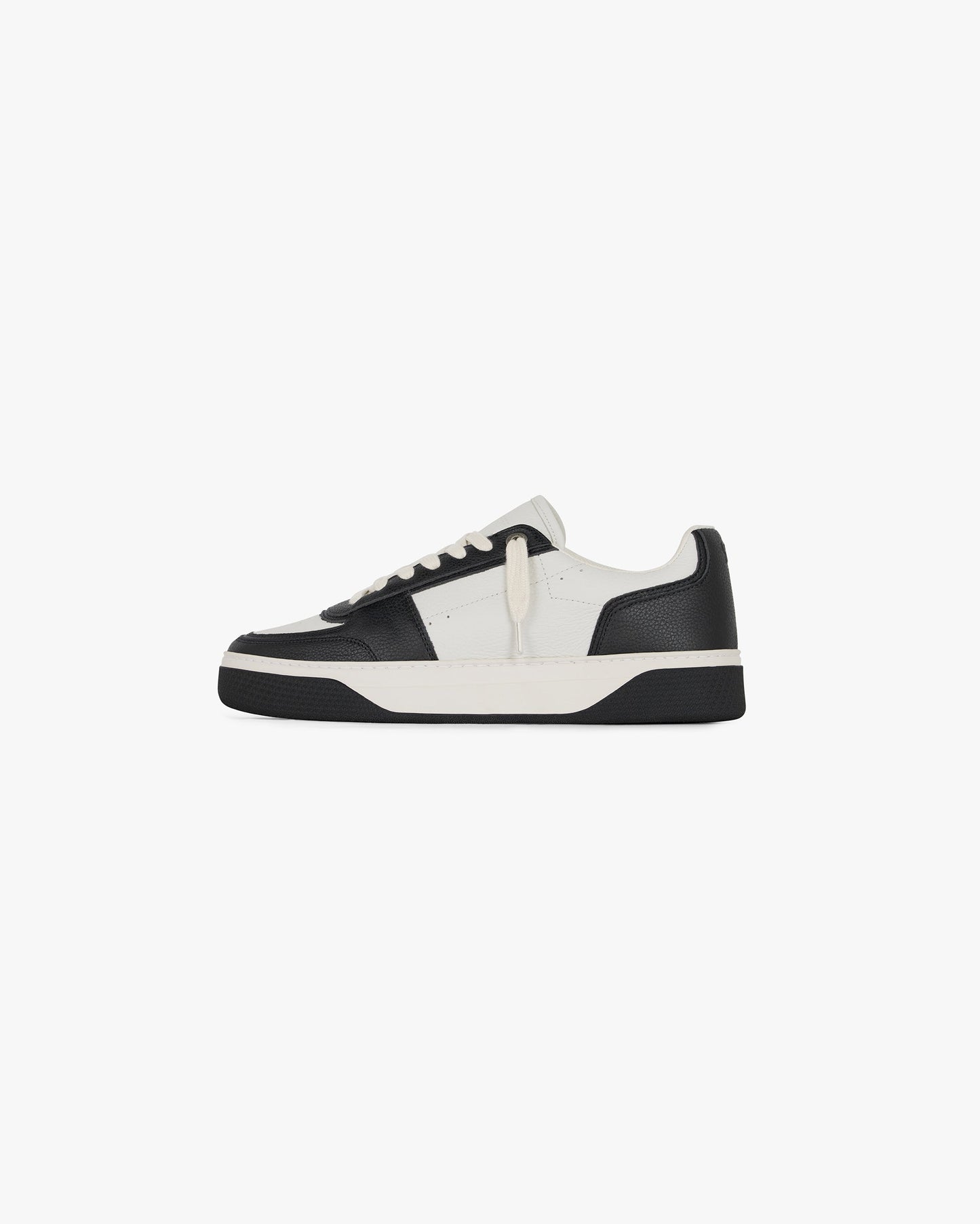 Black & Vintage White Leather Sneakers