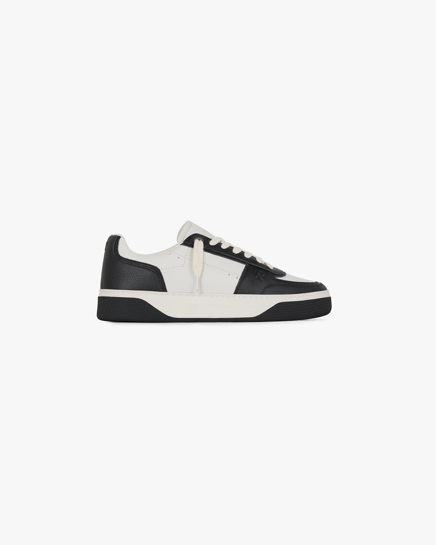 Black & Vintage White Leather Sneakers