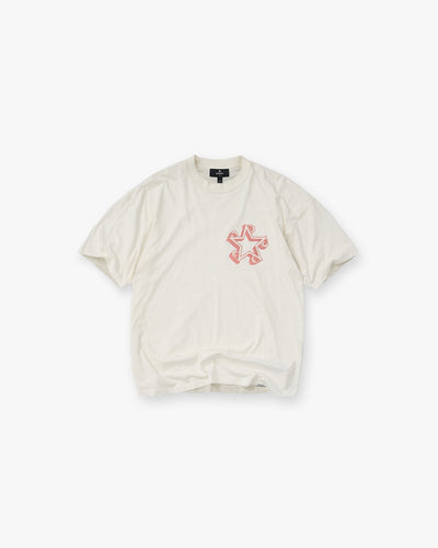 Flat White Oversized Star Graphic T-Shirt