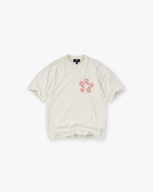 Flat White Oversized Star Graphic T-Shirt