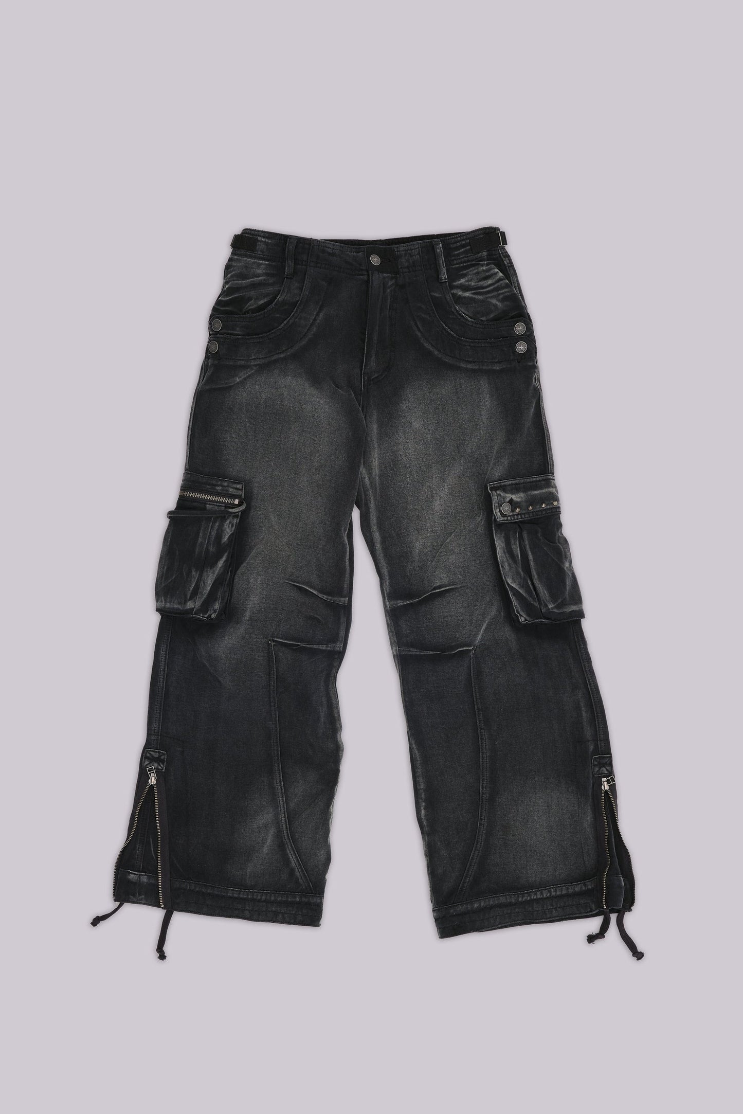 Sun Faded Black Trooper Cargo Pants