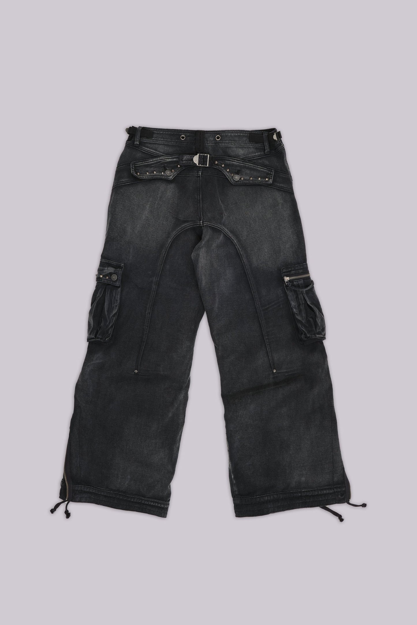 Sun Faded Black Trooper Cargo Pants