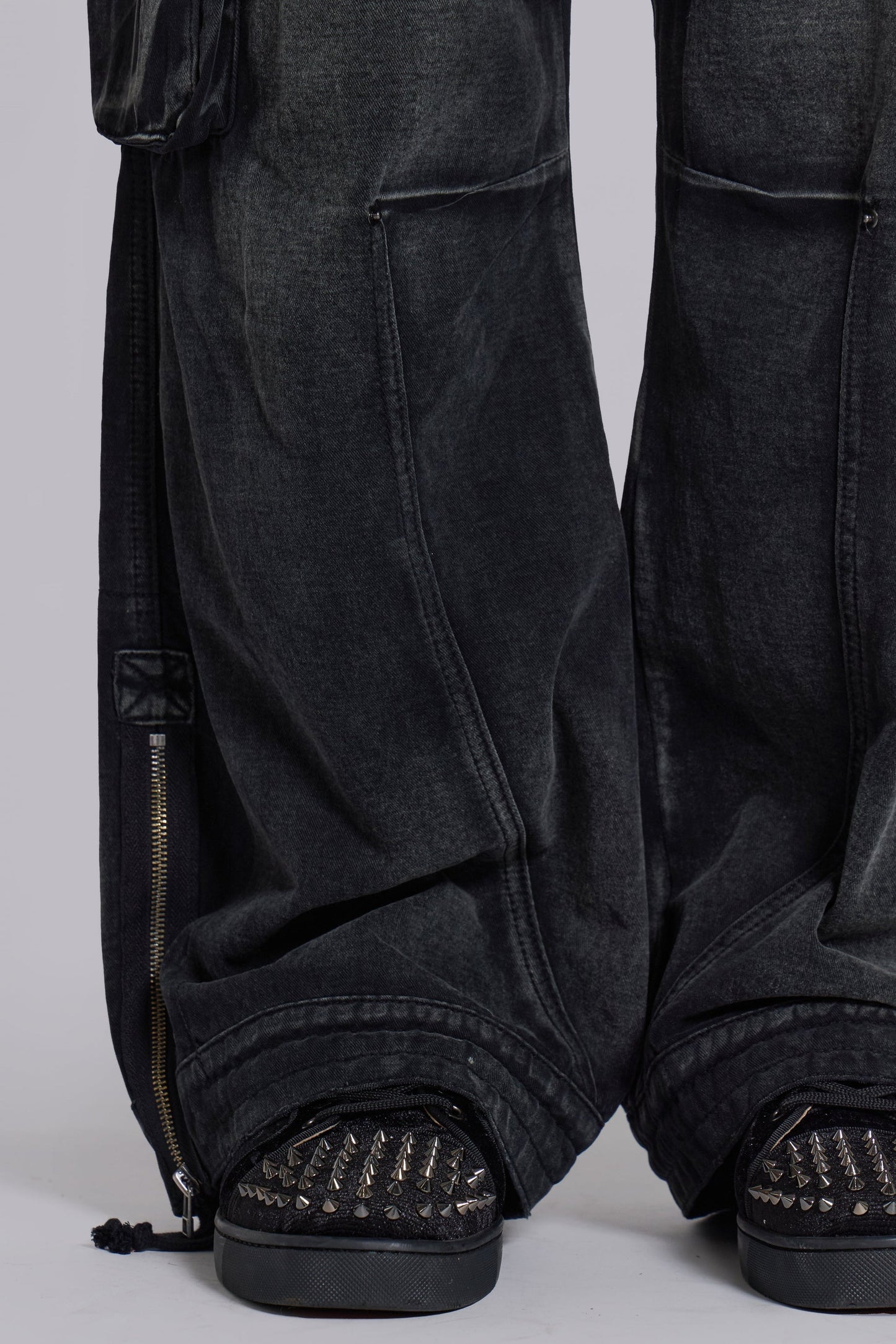 Sun Faded Black Trooper Cargo Pants