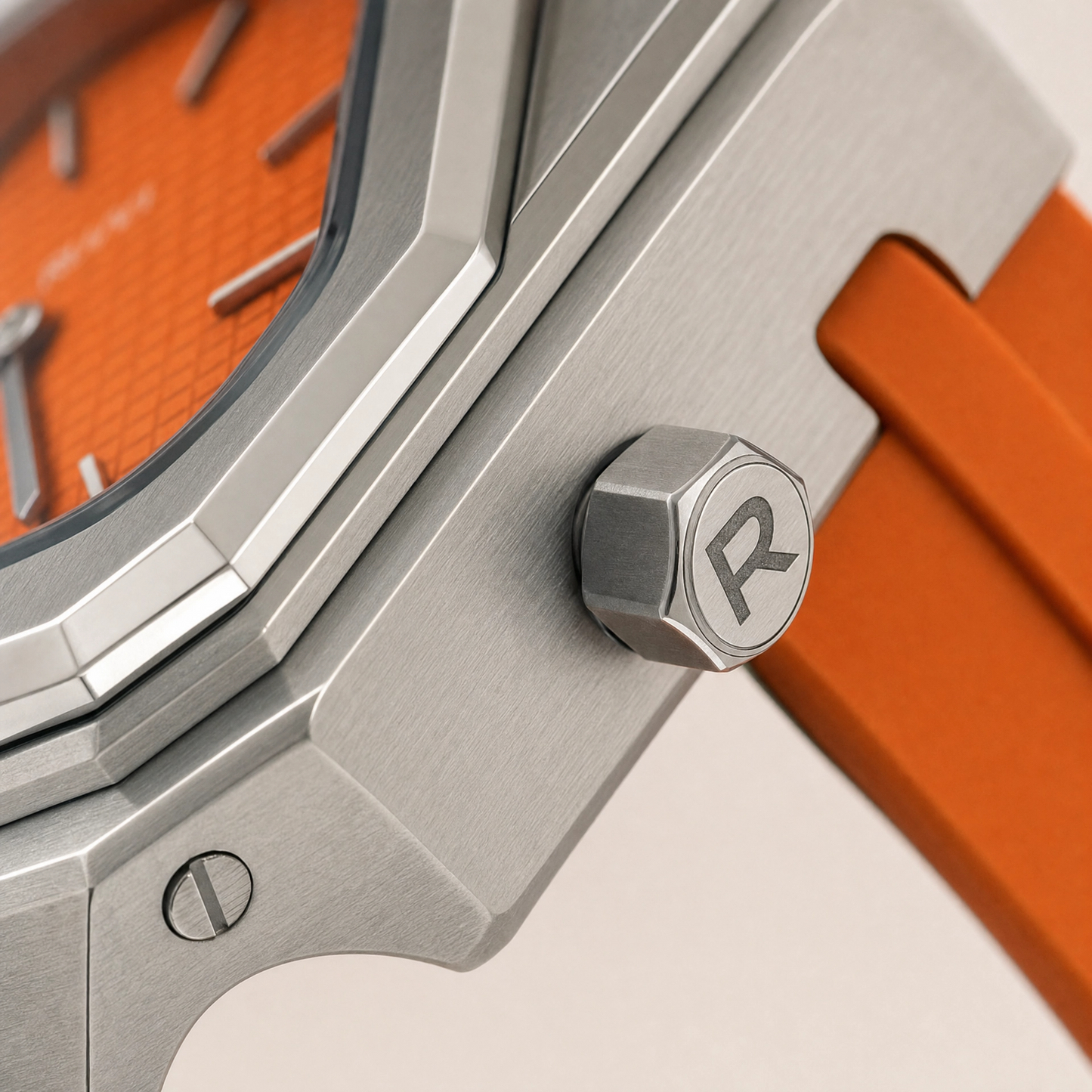 RUVLI 01 Men's Watch — Burnt Orange Dial, Stainless Steel Case, Silicone Strap