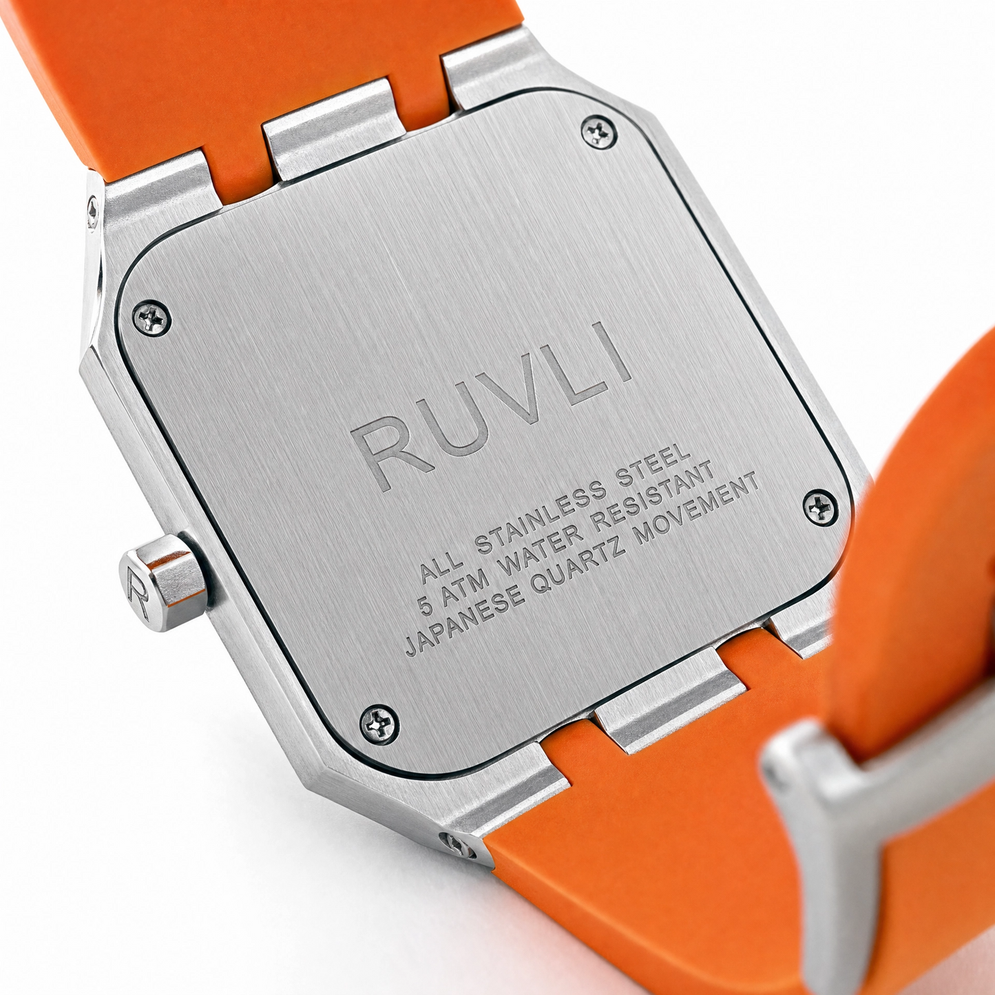 RUVLI 01 Men's Watch — Burnt Orange Dial, Stainless Steel Case, Silicone Strap